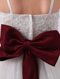 Ivory Flower Girl Dresses Spaghetti Straps Tutu Dress Lace Ribbon Bow Sash Short Kids Party Dress Milanoo -AYA Cosplay Shop 20614e95 4035 49ec a068 1d9b5ce93776