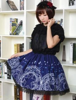 Lolitashow Sweet Lolita Dress Cute Blue Lolita Lace Skirt With Magic Circle Print -AYA Cosplay Shop 22db59c2 33e9 4fe5 b06c e3d1e42ba18e