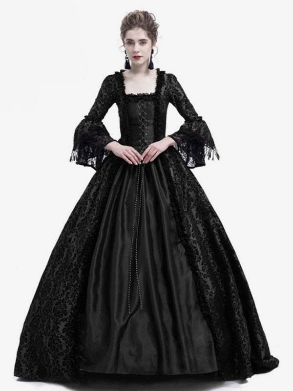 Victorian Dress Costume Prom Dress Long Gothic Trumpet Long Sleeves Black Ball Gown Square Neckline Victorian Era Clothing With Hat Retro Costumes Halloween 3 Victorian Dress Costume Prom Dress Long Gothic Trumpet Long Sleeves Black Ball Gown Square Neckline Victorian Era Clothing With Hat Retro Costumes Halloween