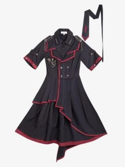 Military Style Lolita OP Dress 3 Pieces Set Black Chains Rivets Gothic Lolita One Piece Dresses -AYA Cosplay Shop 235ae76f 94dd 4369 b12b 699286c55d8d