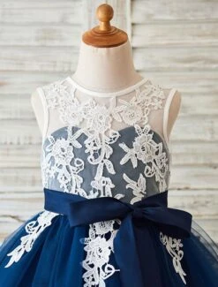 Lace Flower Girl Dress Tutu Dress Illusion Neckline Ball Gown Knee-Length Toddler's Pageant Dress -AYA Cosplay Shop 24b9fbb8 416b 4afa b9bb b79b0fe67902