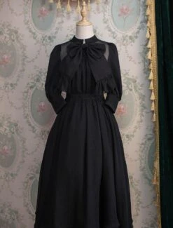 Classic Lolita OP One Piece Dress Stand Collar Long Sleeve Frills Ruffles White Lolita Dresses With Bows -AYA Cosplay Shop 2bbd04bc 16c0 4e1e 988a 02c77989720d