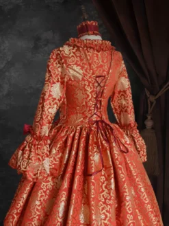 Ture Red Retro Costumes Lace Up Satin Fabric Floral Print Dress Girl's Gothic Marie Antoinette Costume Set Vintage Clothing -AYA Cosplay Shop 2edbea6a6f19441d8ffcf8528493a4a2