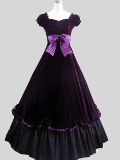 Black Retro Costumes Bows Polyester Marie Antoinette Costume Floral Print Dress Women's Retro Tunic Vintage Clothing -AYA Cosplay Shop 2f594d38 b749 4c1d 8018 3083b11fed05