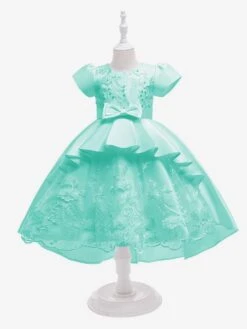 Kids Dress Princess Party Dress Flowers Bows Short Sleeves 5 Colors Flower Girl Dress -AYA Cosplay Shop 30e3f15a b4f3 4a2a 8693 908cc9723135