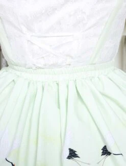 Lolitashow Sweet Lolita Dress In Light Green Printed Qi Lolita Suspender Skirt With White Lace Trim -AYA Cosplay Shop 32bb4b69 68ca 4609 9485 d305cf361984
