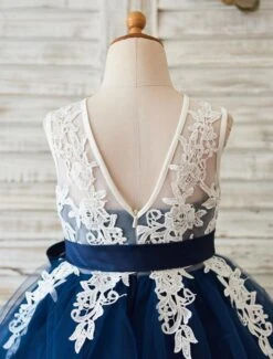 Lace Flower Girl Dress Tutu Dress Illusion Neckline Ball Gown Knee-Length Toddler's Pageant Dress -AYA Cosplay Shop 351e964d 5407 4968 8c81 37df350fb55e