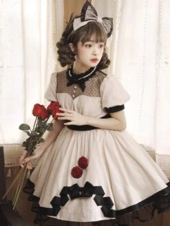 Sweet Lolita Dress Cotton Short Sleeves Jumper Sweet Lolita Dress -AYA Cosplay Shop 37d37d4ac15b480ba6eea5d172c30b8d