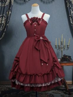 Classical Lolita JSK Dress Ink Green Ruffles Bows Sleeveless Polyester Lolita Jumper Skirt -AYA Cosplay Shop 38fe08b2 feca 42c6 b2b6 1963b049cbc8