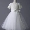 Ivory Flower Girl Dress Lace Tutu Dress Ribbon Bow Sash Half Sleeve Short Kids Party Dresses Free Customization -AYA Cosplay Shop 3af8c603 67a7 4501 b979 4ef78a2ba8df