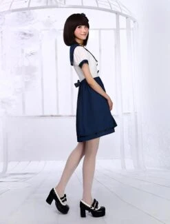 Lolitashow White Navy Blue Lolita One-piece Dress Sailor Style Short Sleevs -AYA Cosplay Shop 3b1782e9 bf46 442d 8d8a 54aeb4d99390