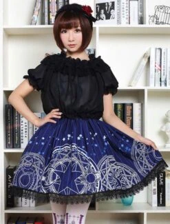 Lolitashow Sweet Lolita Dress Cute Blue Lolita Lace Skirt With Magic Circle Print -AYA Cosplay Shop 3d722e5b f1e7 40c0 8ee9 08ced54fb823