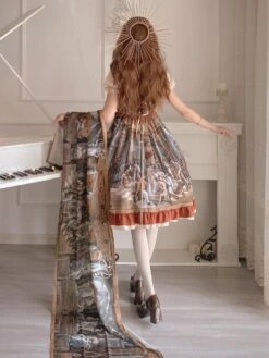 Classic Lolita Dress Bows Printing Short Sleeves Coffee Brown Lolita JSK Dress -AYA Cosplay Shop 3f24647f a25c 4d97 b0ba b0d16f0db866