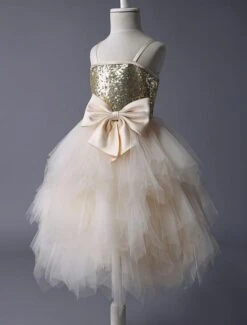 Thin Straps Gold Sequin Champagne Tulle Ruffle Flower Girl Dress -AYA Cosplay Shop 4062c9d9 57cf 4468 9d0c 5330b746a8c3