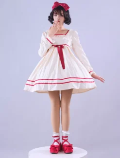 Lolitashow Exclusive Sweet Lolita Dress Polyester Long Sleeves Polyester Summer Tea Party Dress -AYA Cosplay Shop 452b948d82f24e3692943c4d90872f75