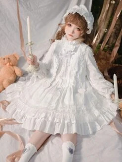 Gothic Lolita OP Dress Black Long Sleeves Lace Ruffles Polyester Lace Lolita One Piece Dress -AYA Cosplay Shop 4918b3dd 13d0 4755 84b6 1903062fba76