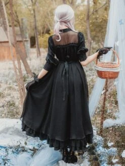 Classic Lolita OP One Piece Dress Stand Collar Long Sleeve Frills Ruffles White Lolita Dresses With Bows -AYA Cosplay Shop 4b5758f9 7d13 4b95 9b8f ab789eac7925