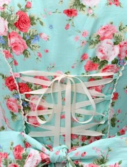 Lolitashow Light Blue Cotton Lolita One-piece Dress Flower Print Short Sleeves Chiffon Ruffles -AYA Cosplay Shop 4c70643d 428c 4761 84af 35d66b602a23