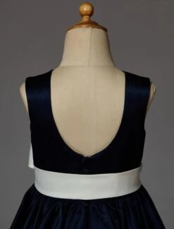 Flower Girl Dresses Dark Navy Plaid Backless Sleeveless Satin Ribbon Sash Kids Dinner Party Dress -AYA Cosplay Shop 4ce9b481 89a0 4757 92b8 f12a20feefa8