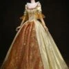 Prom Dress Victorian Dress Rococo Gold Ball Gown Half Sleeves Royal Retro Dress Halloween