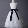 Ivory Tulle Flower Girl Dress With Lace Applique And Navy Blue Sash Free Customization -AYA Cosplay Shop 500a38d6 d02f 4a11 b00a 6e2fae82c254