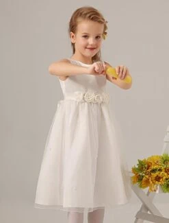 Ivory Jewel Neck Flower Tulle Cute Flower Girl Dress -AYA Cosplay Shop 5246b0c4 161d 47d3 9c00 d6dcbf790f75