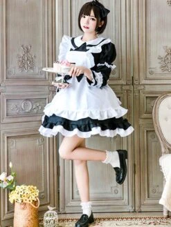 Maid Lolita Outfit Lace Ruffle Bow Lolita One Piece Dress With Apron -AYA Cosplay Shop 5271df0a 3a66 417e 8d83 f7f593d7e520