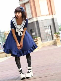 Sweet Lolita Dress Sailor Style Girl Asibuto Penta OP Lolita One Piece Dress  -AYA Cosplay Shop 5293fb89 81a3 448f b4fc 6f3074dd44fc