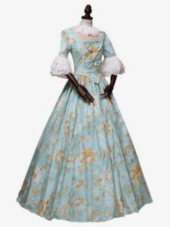 Victorian Dress Costume Women's Light Sky Blue Rococo Retro Floral Print Marie Antoinette Victorian Era Style Vintage Clothing -AYA Cosplay Shop 55862b90 be0b 4f8e afb5 ad84c62f6b0f
