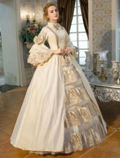Victorian Dress Costume Retro Costumes Victorian Era Clothing Beige Long Flared Sleeves Ruffle Royal Costumes Dress Halloween -AYA Cosplay Shop 5bfe536e 043f 42fa 9e7b 3549ae24f1ce