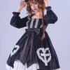 Lolitashow Exclusive Gothic Lolita Dresses Lace Ruffles Long Sleeves Black Polyester Daily Casual Dress -AYA Cosplay Shop 5d0b1f2deb63407387e308211c52e47c