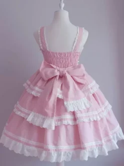 Sweet Lolita JSK Dress Bow Ruffles Lace Up Lolita Jumper Skirts -AYA Cosplay Shop 6030efc7b1ee40219d7887f28a6a8e45