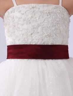 Ivory Flower Girl Dresses Spaghetti Straps Tutu Dress Lace Ribbon Bow Sash Short Kids Party Dress Milanoo -AYA Cosplay Shop 60d85b2f 81fb 47ec a085 6cb346b98019