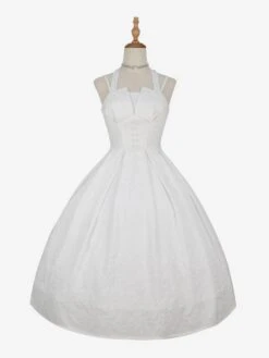 Classic Lolita JSK Dress Chinese White Sleeveless Jeweled Lolita Jumper Skirts
