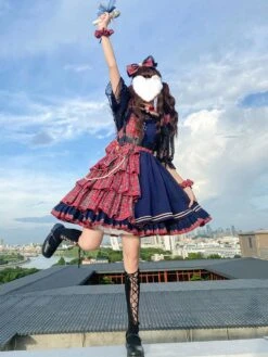 Idol Declaration Lolita JSK Dress Two Tone Plaid Lolita Jumper Skirts -AYA Cosplay Shop 61992588 7c92 4901 b18d a96ec8c83061