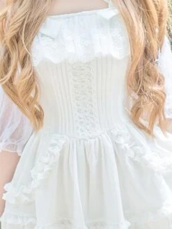 Lolitashow Sweet Lolita Dress Lace Ruffle Chiffon Lolita Jumper Skirt -AYA Cosplay Shop 64775ad9 97d5 4889 b3f5 2a8fa1de40c6
