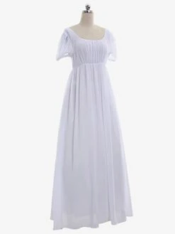 White Retro Empire Waist Dress Bridgerton Costumes Women Polyester Shift Marie Antoinette Costume Dress Vintage 18th Century Costume