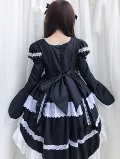 Lolita OP Dress Maid Two-Tone Black Ruffles Lolita One-Piece Dresses -AYA Cosplay Shop 66a59d01 eb02 4a14 90ce 7ddbd7079b11