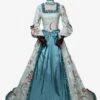 Victorian Dress Costume Women's Light Sky Blue Rococo Retro Floral Print Marie Antoinette Victorian Era Style With Choker Vintage Clothing