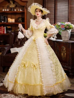Prom Dress Victorian Dress Costume White Rococo Lace Long Flared Sleeves Tunic Ball Gown Retro Costumes With Bows Halloween -AYA Cosplay Shop 68b7d627 c882 4ede 96e4 778889b98760