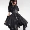 Gothic Lolita Military Uniform Army Samurai Cross Metal Details Short Sleeve Black Lolita OP Dress -AYA Cosplay Shop 692466d4 4ac7 4678 ad72 97d4a8c24b28
