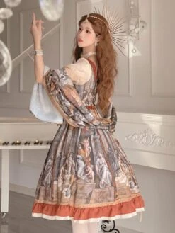 Classic Lolita Dress Bows Printing Short Sleeves Coffee Brown Lolita JSK Dress -AYA Cosplay Shop 6940c0f7 9c95 4347 bfd3 922bea98bc5e