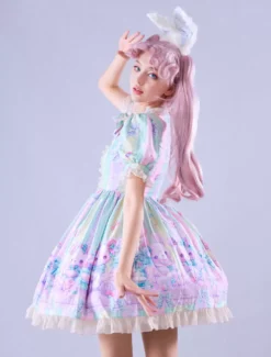 Lolitashow Exclusive Sweet Lolita Dress Chiffon Short Sleeves Spring Daily Casual Tea Party Bows Dress -AYA Cosplay Shop 6acc8c6d387145f1aa036d6275029ca5
