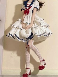 Sweet Lolita Dress Polyester Short Sleeves Dress Navy Style Lolita Dress -AYA Cosplay Shop 6c6b2bfe fbc5 44a7 bf89 46d506660c12