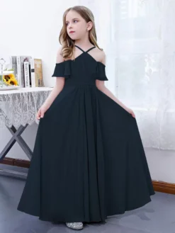 Cameo Pink Flower Girl Dress Chiffon Pleated Off-The-Shoulder Sleeveless Kids Birthday Party Dresses -AYA Cosplay Shop 6cf5fb61d8944631bacd4821710723bf