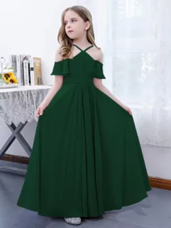 Cameo Pink Flower Girl Dress Chiffon Pleated Off-The-Shoulder Sleeveless Kids Birthday Party Dresses -AYA Cosplay Shop 6d8012bca30a4f18b617b9ed2f68470a