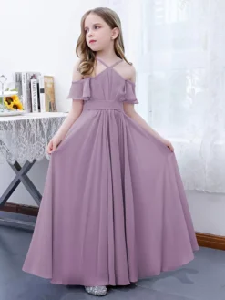 Cameo Pink Flower Girl Dress Chiffon Pleated Off-The-Shoulder Sleeveless Kids Birthday Party Dresses -AYA Cosplay Shop 6f590fdbfffc4038a75bc38d631eaa3b