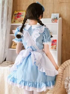 Maid Lolita Outfit Lace Ruffle Bow Lolita One Piece Dress With Apron -AYA Cosplay Shop 6fcd0567 12be 4049 bdca 9dcae208a9ee