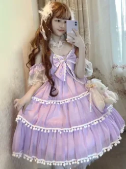 Sweet Lolita Dress Small Ice Cream Three-stage Solid Pearl Bows Sleeveless Lolita JSK Dress -AYA Cosplay Shop 72d98e03 1791 48a6 8bb3 76855a07fe9b