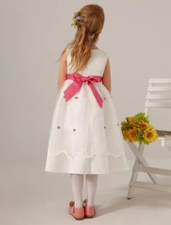 White Jewel Neck Tea-Length Flower Tulle Wedding Flower Girl Dress -AYA Cosplay Shop 7770ddc1 0160 483d b360 1e8b541f600f